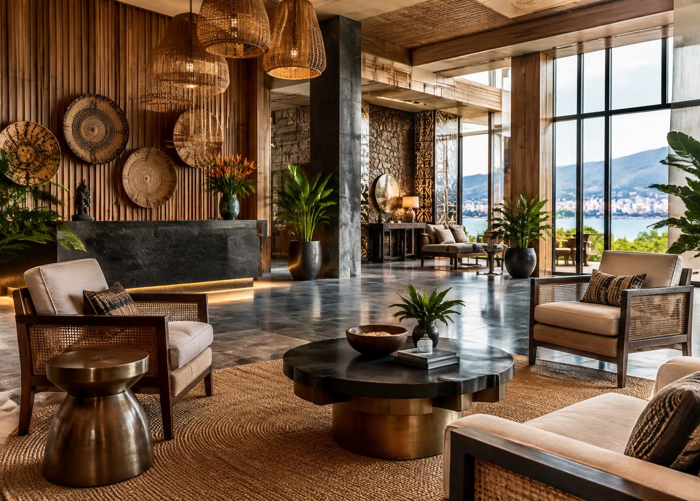 Illustrative premium hotel lobby atmosphere
